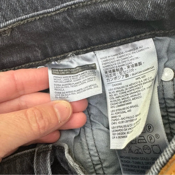 LEVI’S Jeans 501 Skinny High Rise Button Fly Gray premium Big E Size W 27 L 28 - Picture 5 of 9